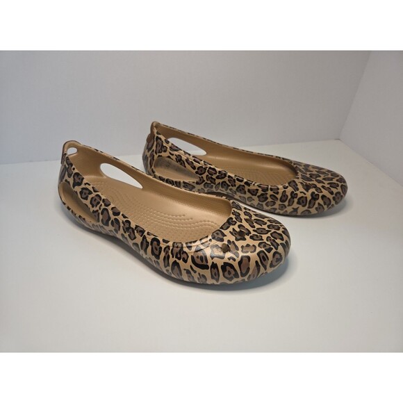 CROCS Women’s Size 7 Leopard Print Ballet Kadee Flats - Picture 1 of 6